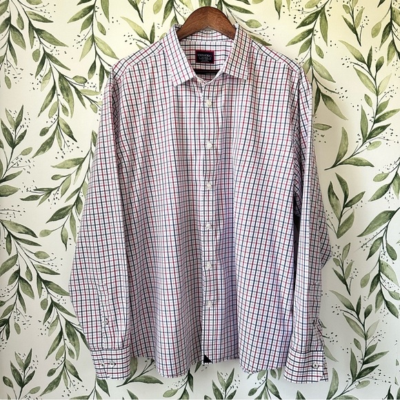 Untuckit Cotton Button Down Shirt. Red/White/Blue. XXL. - Picture 2 of 7